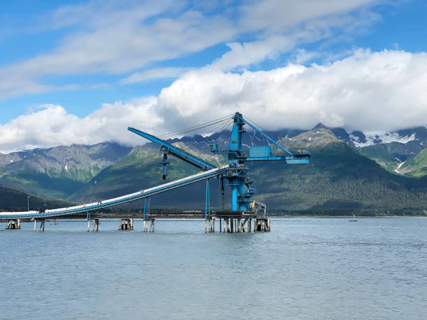 istock Coal conveyor at pier in Alaska 1335715203