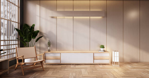 istock Cabinet wooden design on modern room japanese.3D rendering 1335715337