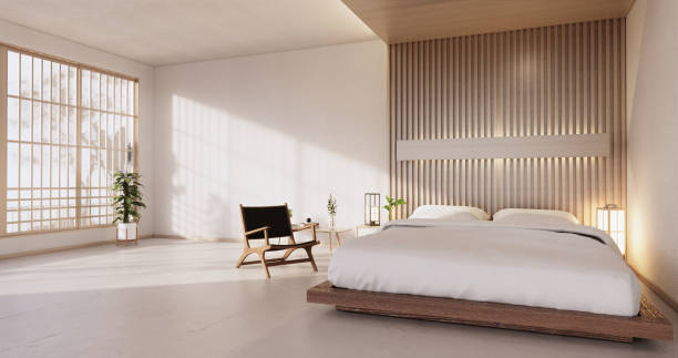 istock Modern bedroom - japanese style.3D rendering 1335715358