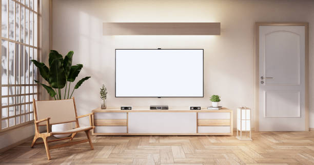 istock Cabinet wooden design on modern room japanese.3D rendering 1335715379