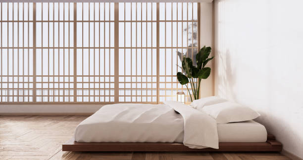istock Modern bedroom - japanese style.3D rendering 1335715435