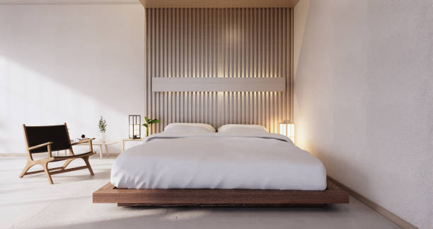 istock Modern bedroom - japanese style.3D rendering 1335715444