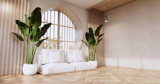 istock Sofa on room japan tropical desing .3D rendering 1335716077