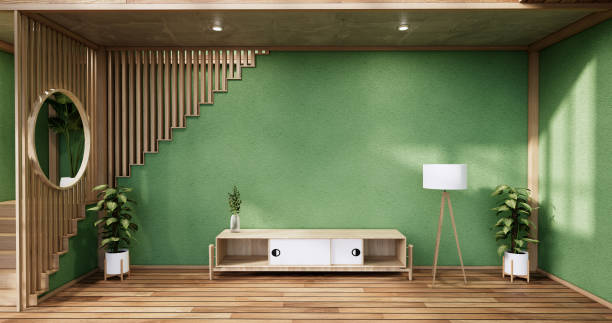 istock Nihon green room design interior -  room japanese style. 3D rendering 1335716255