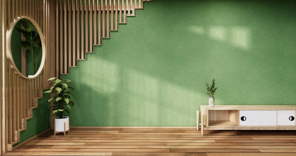 istock Nihon green room design interior -  room japanese style. 3D rendering 1335716398