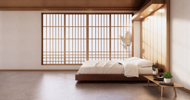 istock Modern bedroom - japanese style.3D rendering 1335716560