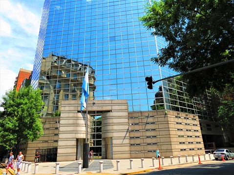 Buenos Aires, Argentina - December 27, 2018  The Ministry of Foreign Affairs, International Trade and Worship (Ministerio de Relaciones Exteriores, Comercio Internacional y Culto; MRECIC), informally referred to as the Chancellery (Cancillería), is the Argentine government ministry dealing with the foreign relations of Argentina, Argentina's foreign policy, international development, international trade, diaspora and matters dealing with Mercosur and the Catholic Church.