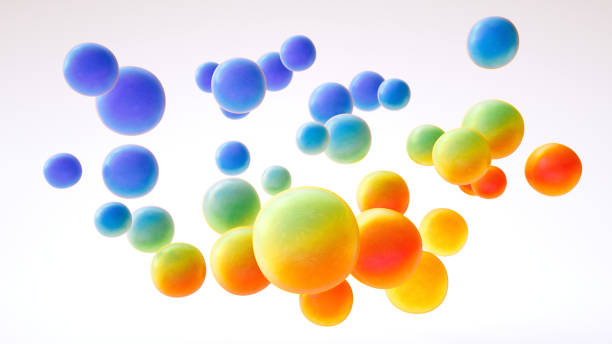 istock Random colorful spheres suspended on a white background. 1335720754