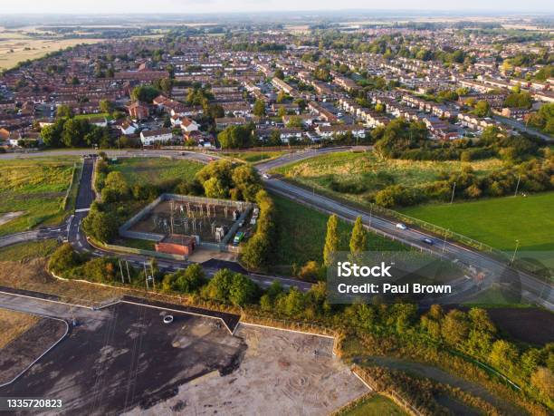 Electricity Sub Station Wantage Oxfordshire Stock Photo - Download Image Now - Electricity Substation, Aerial View, Business Finance and Industry