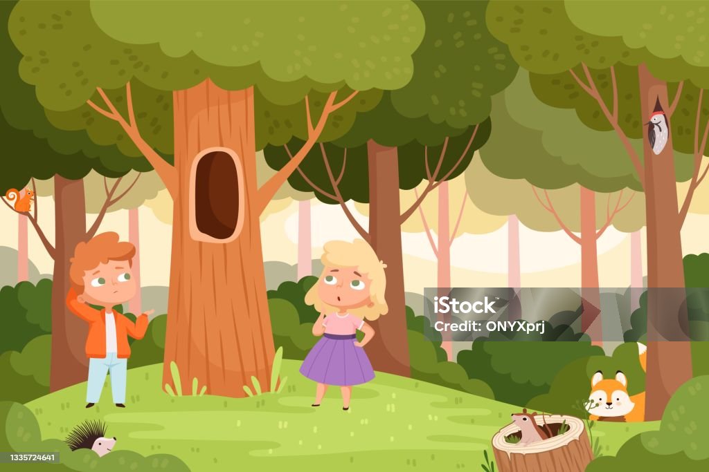 Who Live In Hollow Kids Puzzle Game Quiz Question Location For Baby Find  Right Animal Children In Forest Vector Background Stock Illustration -  Download Image Now - iStock