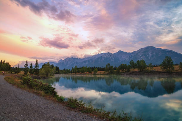 istock Summer Sunrise On Quarry Lake In Canmore 1335729950