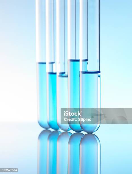 Lined Test Tube Stock Photo - Download Image Now - Blue, Glass - Material, Laboratory Glassware