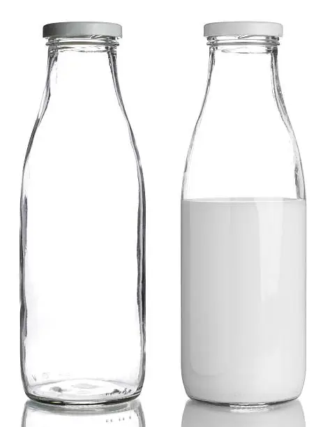 plain glass bottle of milk
