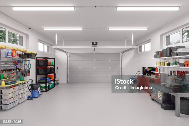 Modern Garage Interior Stock Photo - Download Image Now - Garage, Home Interior, Indoors