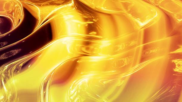 istock Abstract background with wavy sparkling golden liquid pattern on shiny glossy surface. Viscous yellow fluid like surface of gold foil or brilliant glass. Beautiful creative festive backdrop. 3d render 1335753919