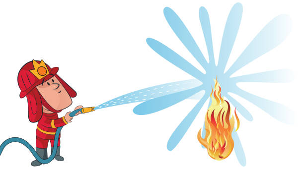 소방수 - hose water spraying cartoon stock illustrations