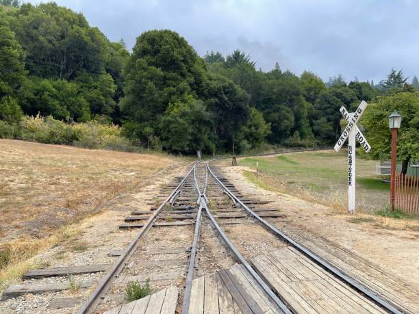 two merged railways - connection merger road togetherness imagens e fotografias de stock