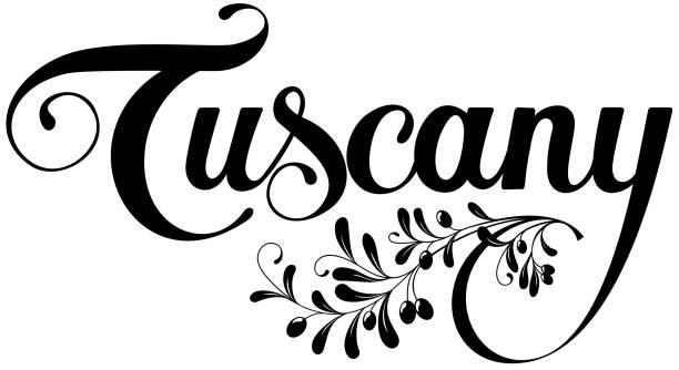 ilustraciones, imágenes clip art, dibujos animados e iconos de stock de toscana - texto de caligrafía personalizada - tuscany