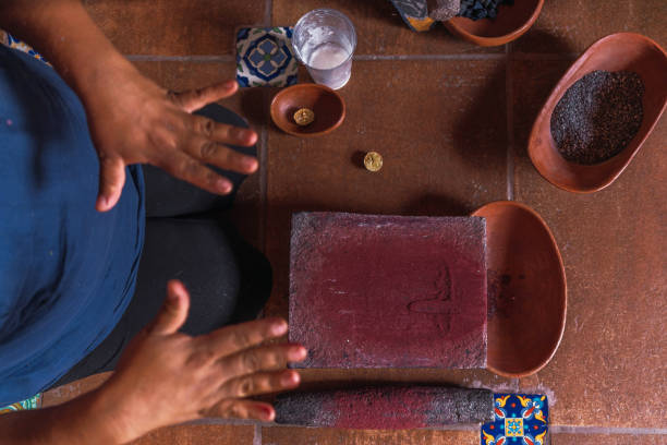 istock woman making color ink by hand 1335771808