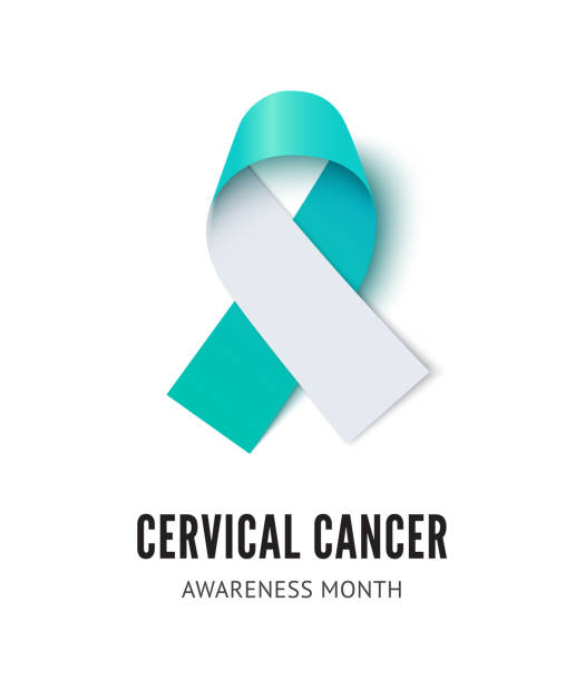 stockillustraties, clipart, cartoons en iconen met cervical cancer awareness ribbon vector illustration isolated on white background - menselijke nek