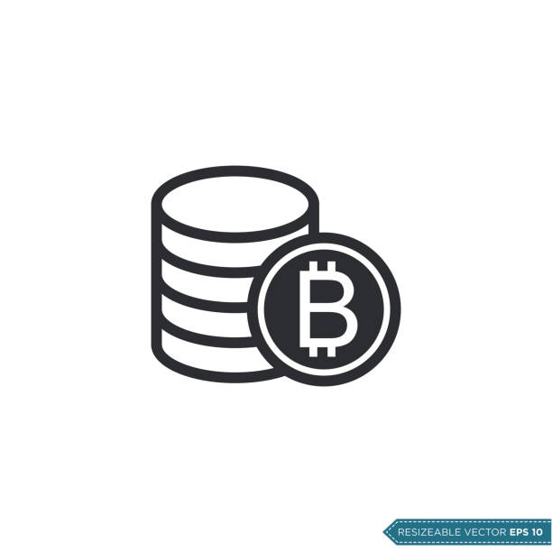 bitcoin icon vector template flat design illustration design - cash register old coin wealth stock illustrations