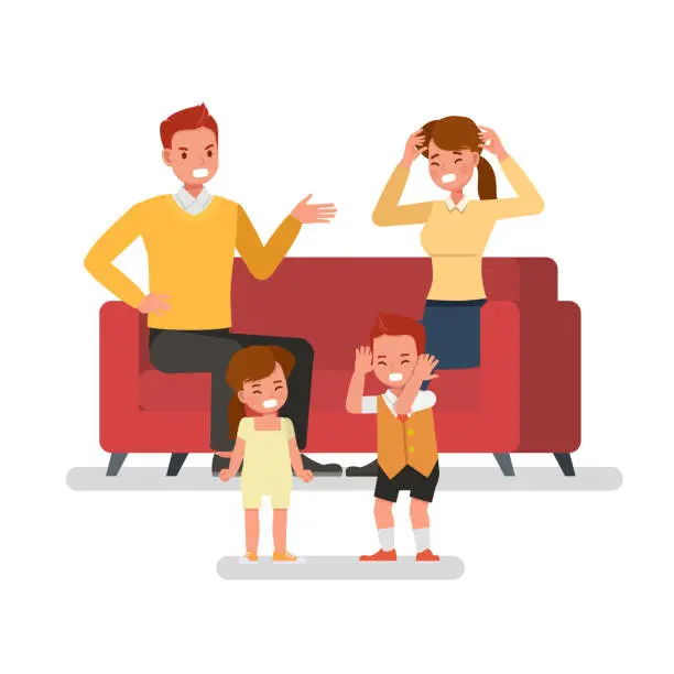 Vector illustration of Parents quarrel affect child character vector design.