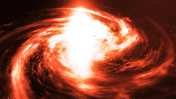 istock Red Fire Spiral Twirl Galaxy in Space Background 1335793859