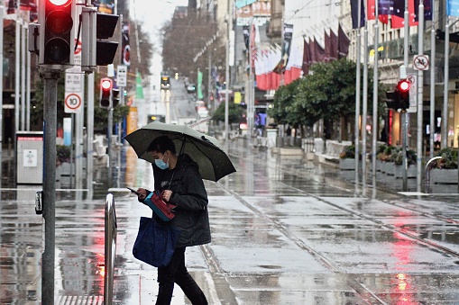 The streets of Melbourne are empty during the city's sixth lockdown