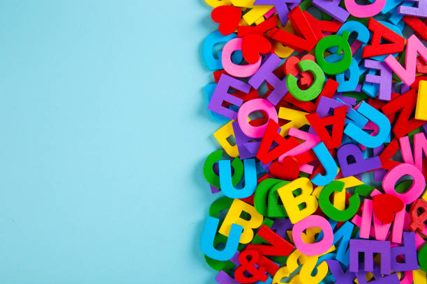 istock Set of colourful Alphabet on blue background 1335801268
