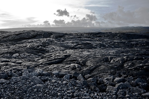 The devastating aftermath of a cooled lava flow. Taken in Hawaii Volcanoes National Park, Hawaii.