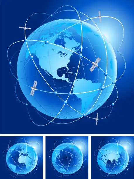 Vector illustration of Globe-satellite