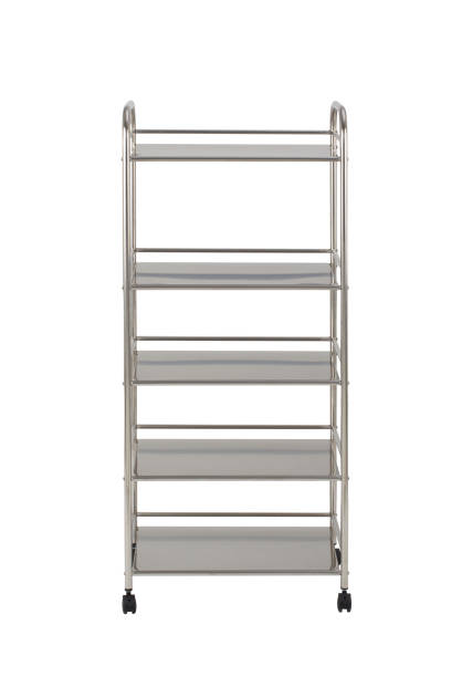 istock Stainless steel racks with wheels isolated on white 1335817824