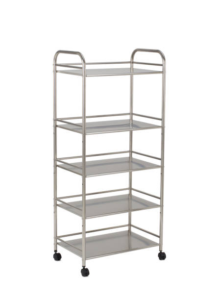 istock Stainless steel racks with wheels isolated on white 1335817827