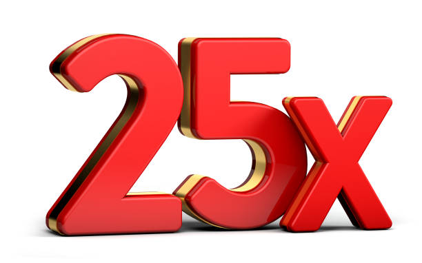 istock 25X gold and red letter isolated on a white background. 3D illustration. 1335821144