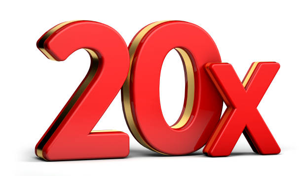 istock 20X gold and red letter isolated on a white background. 3D illustration. 1335821148