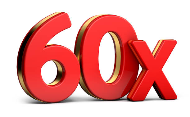istock 60X gold and red letter isolated on a white background. 3D illustration. 1335821206