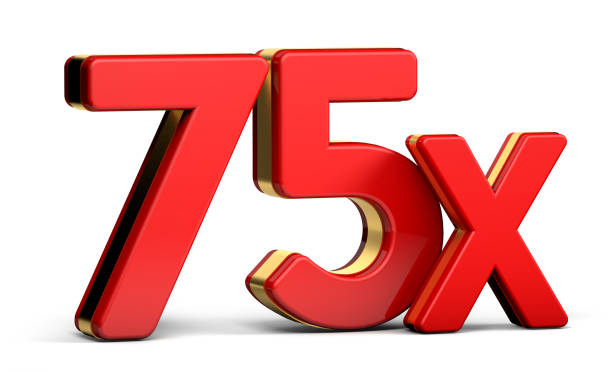 istock 75X gold and red letter isolated on a white background. 3D illustration. 1335821208