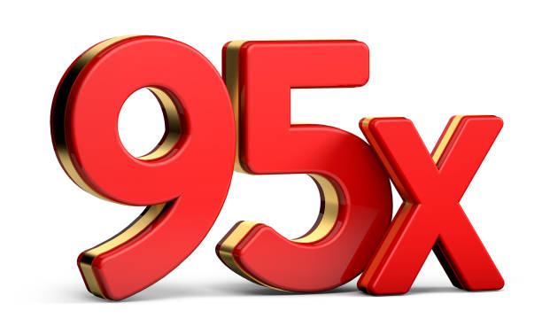 istock 95X gold and red letter isolated on a white background. 3D illustration. 1335821233