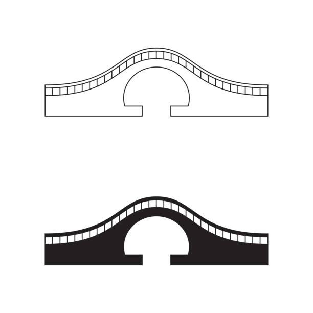 illustrazioni stock, clip art, cartoni animati e icone di tendenza di icona del ponte. una struttura eretta su un ostacolo. il ponte è una delle più antiche invenzioni ingegneristiche dell'umanità. - mankind