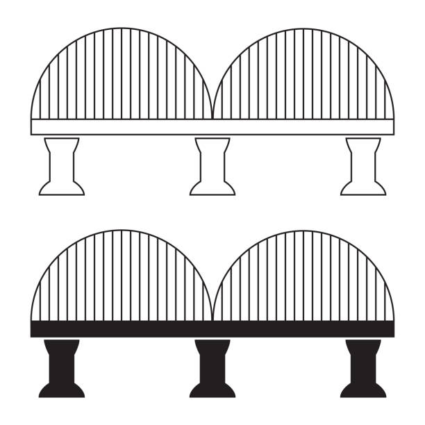 illustrazioni stock, clip art, cartoni animati e icone di tendenza di icona del ponte. una struttura eretta su un ostacolo. il ponte è una delle più antiche invenzioni ingegneristiche dell'umanità. - mankind
