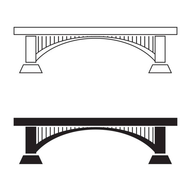 das brückensymbol. eine struktur, die über einem hindernis errichtet wurde. die brücke ist eine der ältesten technischen erfindungen der menschheit. - mankind stock-grafiken, -clipart, -cartoons und -symbole