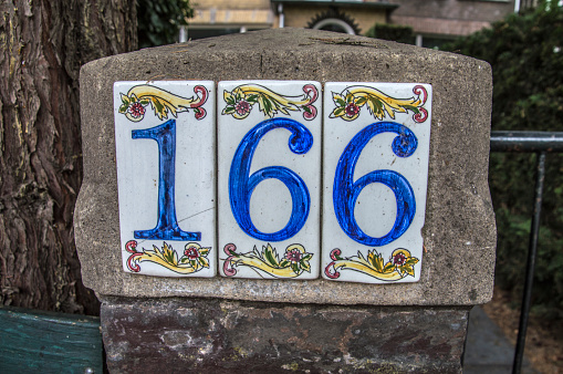 Close Up House Number 166 At Amsterdam The Netherlands 21-8-2018