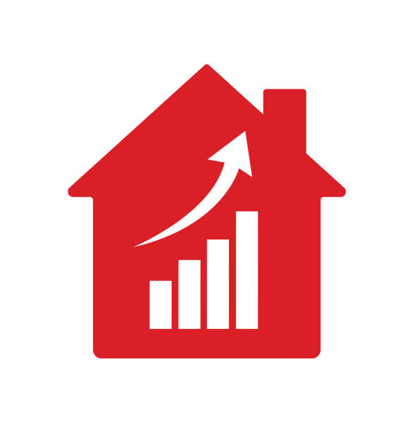 Real Estate Market, House price or value increase vector icon design vector art illustration