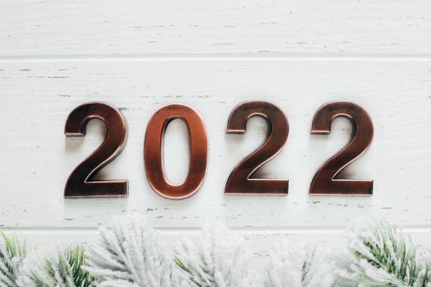 istock Metal numbers 2022 on a white background. 1335833722