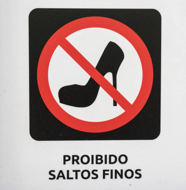 Prohibited signage to wear thin high heels.
