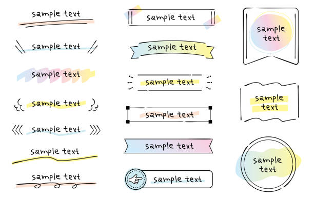 illustrazioni stock, clip art, cartoni animati e icone di tendenza di cornice titolo elegante colorata disegnata a mano - marketing branding writing text