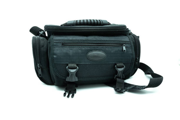 istock Comfortable roomy camera bag isolated in the white background 1335838084