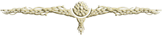 Art Deco style border with a golden flower