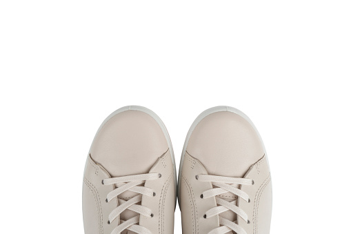 Stylish leather shoe isolated on white background. Leather fashionable shoes isolated