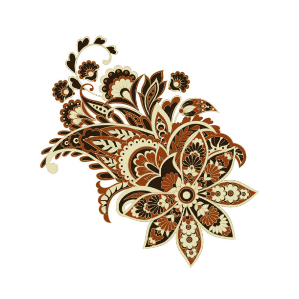 pola vektor paisley. bunga fantastis, daun - batik ilustrasi stok